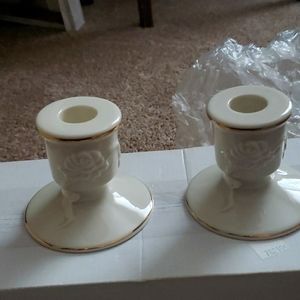 Lenox Rose Blossom candle stick holders